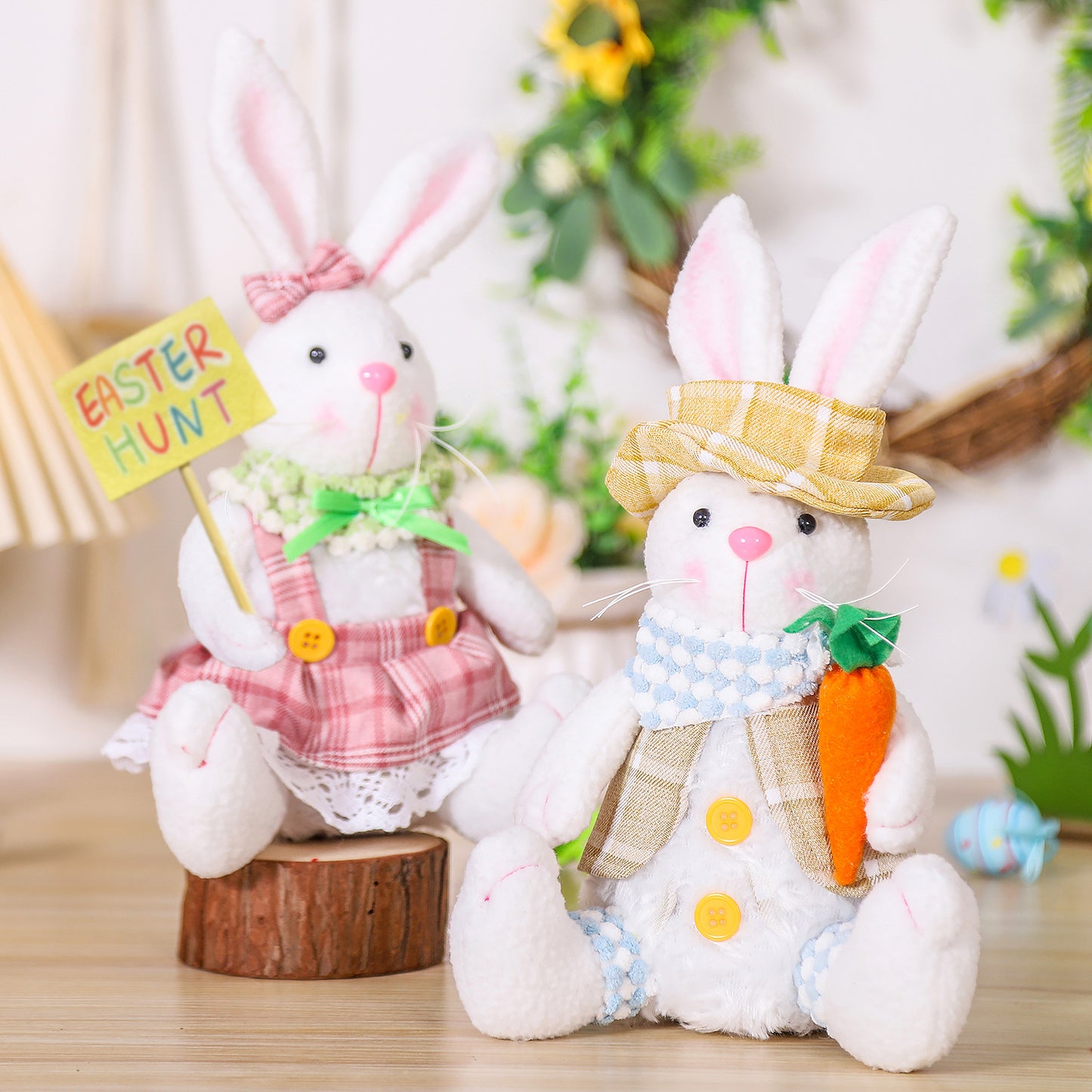 Cute Easter Bunny Doll with Carrot Prop for Holiday Parties