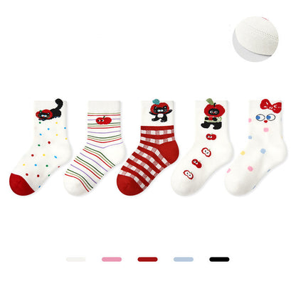 Kids Dot Colorblock Seamless Cotton Sport Socks