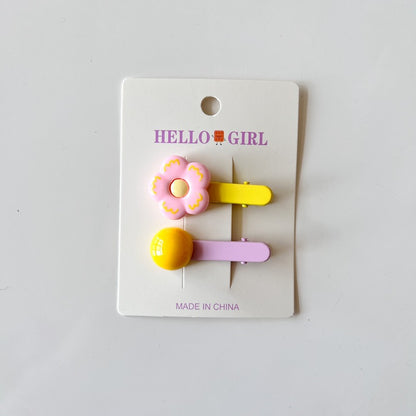 Colorful Flower Bead Hair Clips for Kids