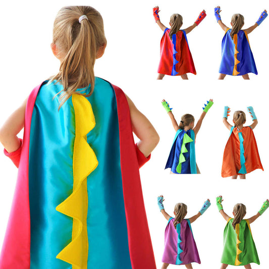 Dinosaur Hooded Cape for Kids Halloween Costume Birthday Party