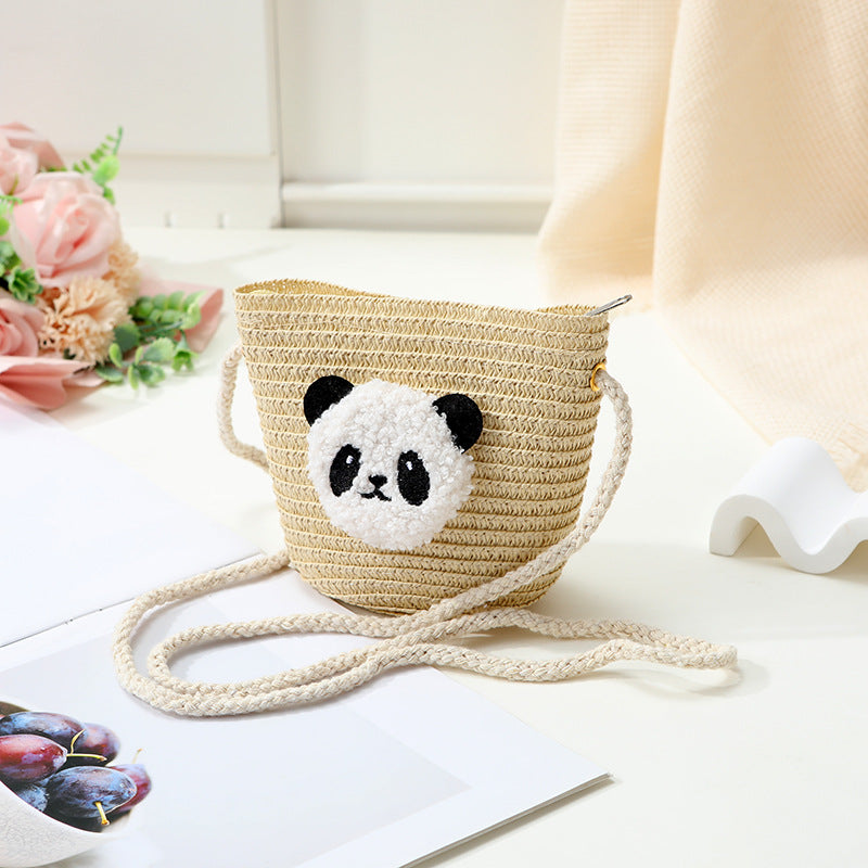 Mini Cute Panda Woven Straw Bag for Women