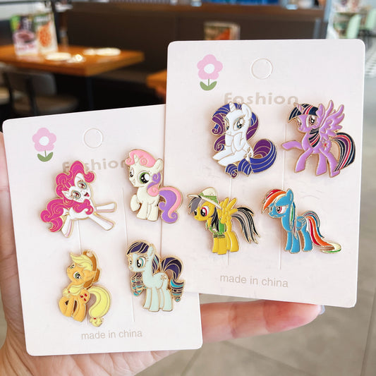 My Little Pony Cartoon Brooch Cute Anime Metal Badge for Bags and Clothes