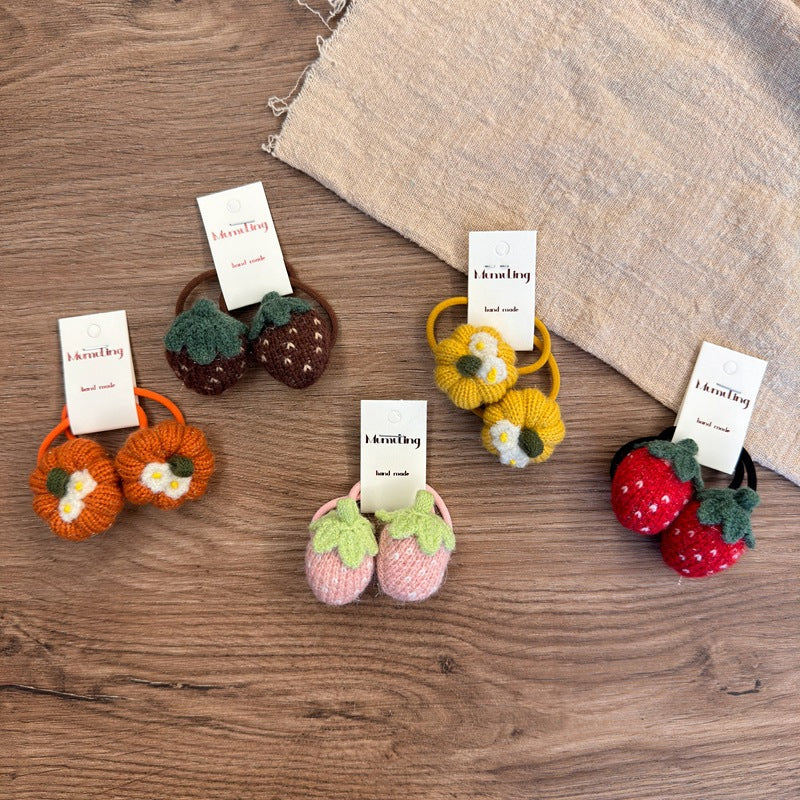Children's Strawberry Pumpkin Hair Accessories Cute Knit Headbands