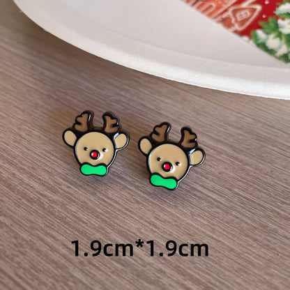 Cute Christmas Cartoon Character Earrings - Resin Drip Design