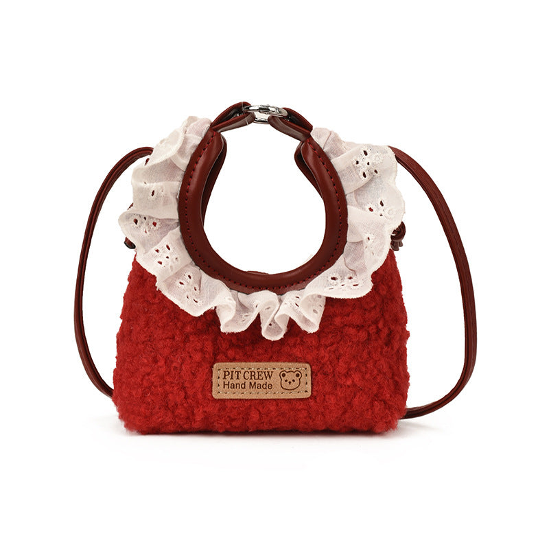 Trendy Solid Color Lace Toddler Handbag