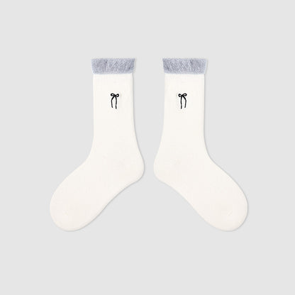 Kids Mid Calf Animal Embroidered Cotton Socks
