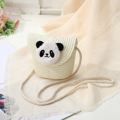 Mini Cute Panda Woven Straw Bag for Women