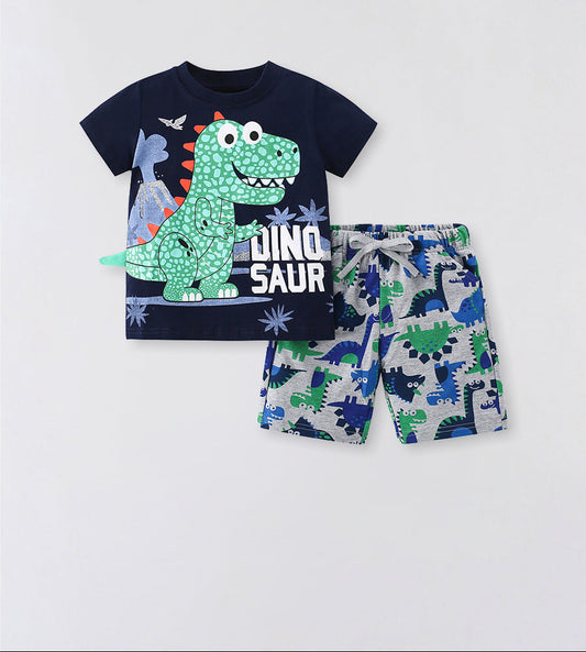 Short Sleeve Kids T-Shirt Set with Shorts for Boys
