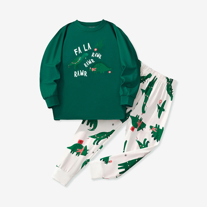 Cartoon Christmas Tree Print Milk Silk Pajama Set for Kids
