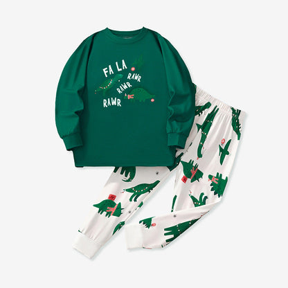 Cartoon Christmas Tree Print Milk Silk Pajama Set for Kids