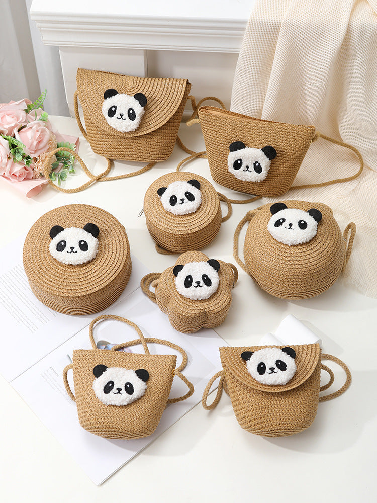 Mini Cute Panda Woven Straw Bag for Women