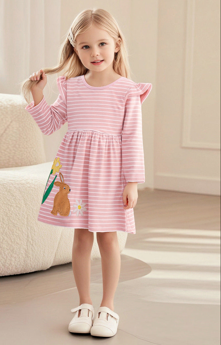 Cartoon Long Sleeve Kids Dress