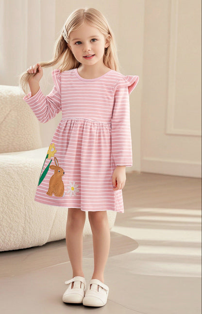 Cartoon Long Sleeve Kids Dress