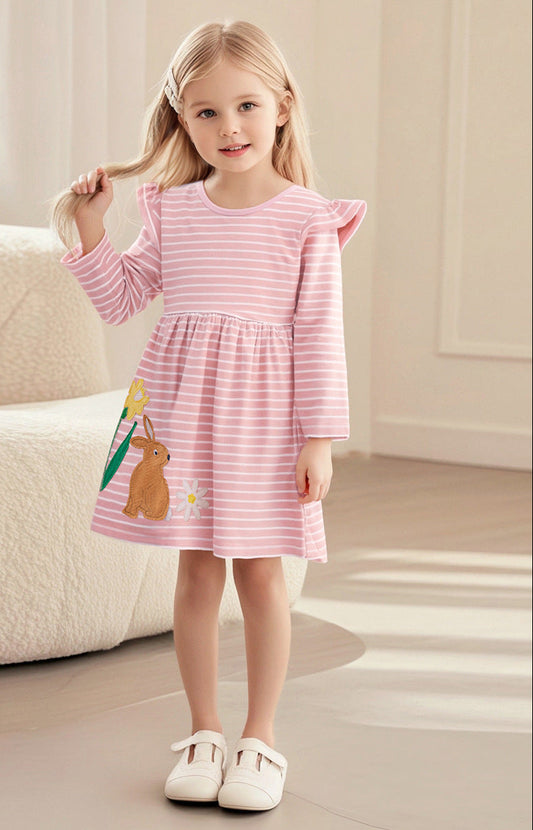Cartoon Long Sleeve Kids Dress