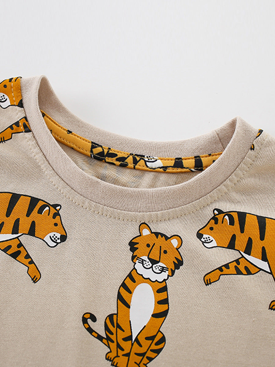 Trendy Casual Tiger Print Short Sleeve T-Shirt