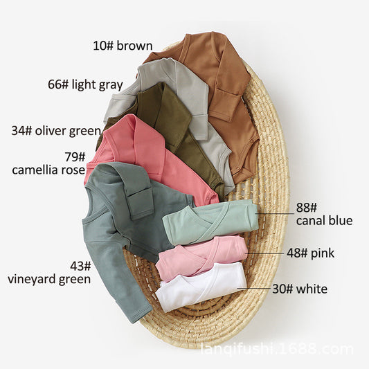 Organic Cotton Newborn Baby Bodysuit Long Sleeve Kimono Style
