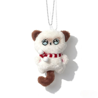 Cute Plush Siamese Cat Keychain Pendant for Bags