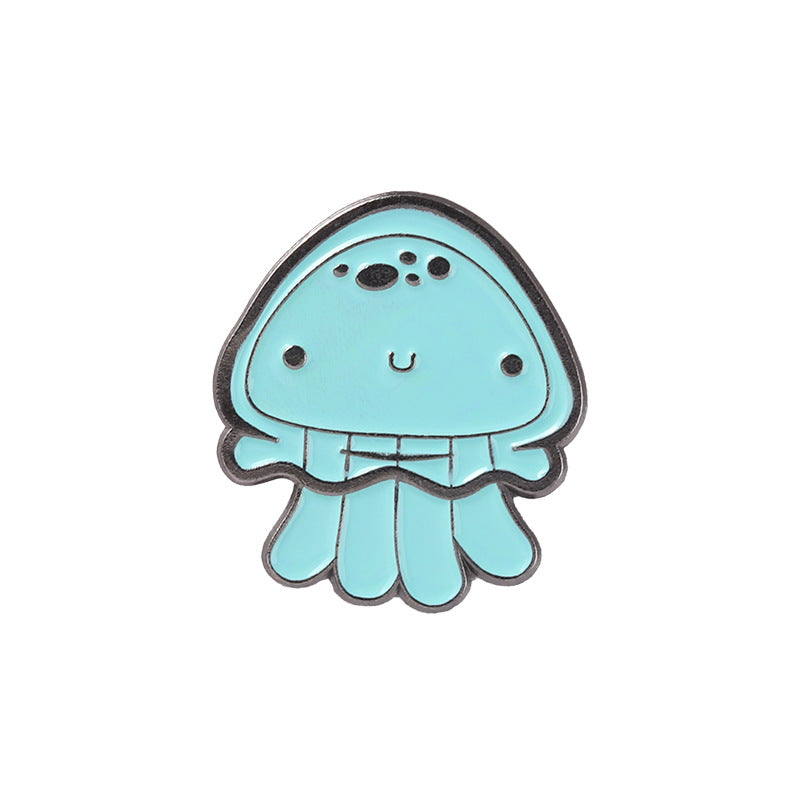Ocean Animal Series Cute Enamel Pins Shark Jellyfish Seahorse Brooches
