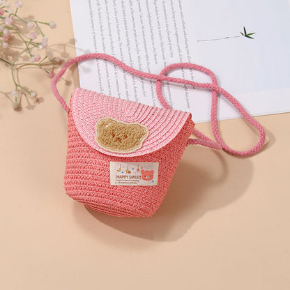 Cute Summer Children's Crossbody Woven Bag with Animal Patterns