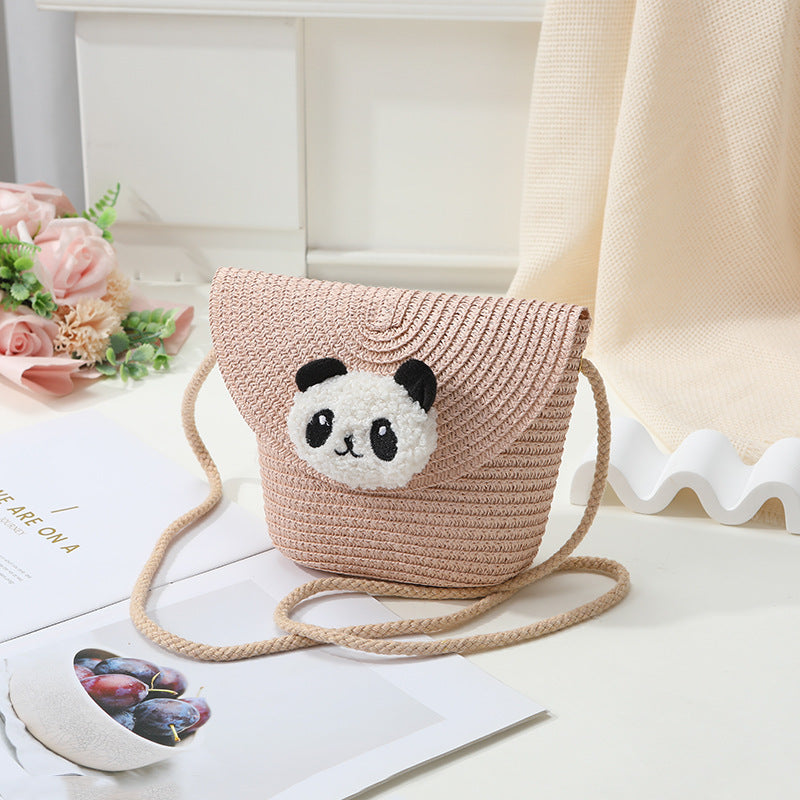 Mini Cute Panda Woven Straw Bag for Women