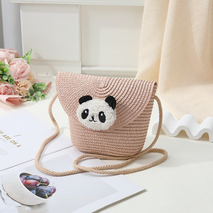 Mini Cute Panda Woven Straw Bag for Women