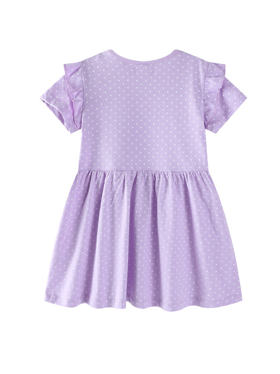 Cat Embroidered Short Sleeve Princess Dress for Girls