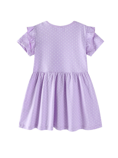 Cat Embroidered Short Sleeve Princess Dress for Girls