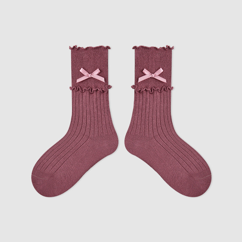 Kids Mid Calf Animal Embroidered Cotton Socks