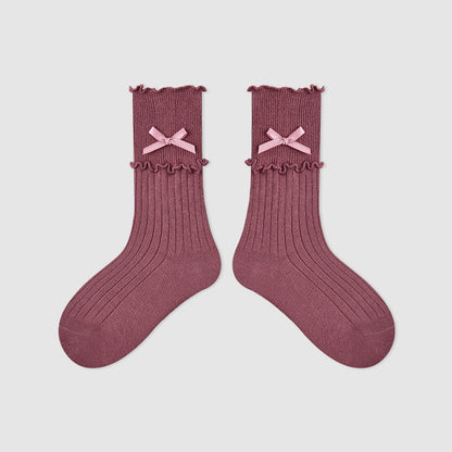 Kids Mid Calf Animal Embroidered Cotton Socks