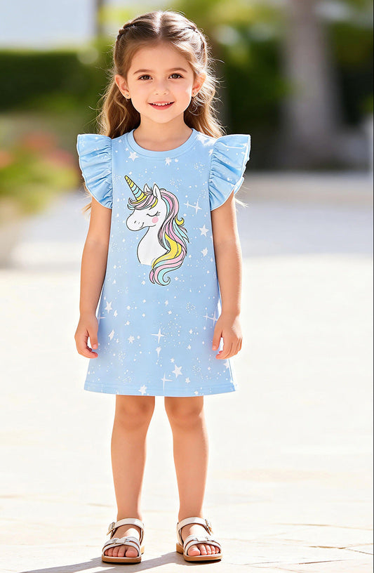 Trendy Cartoon Cotton Dress for Girls