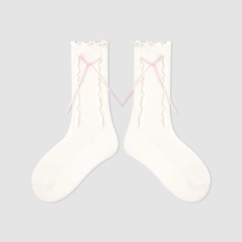 Kids Mid Calf Animal Embroidered Cotton Socks