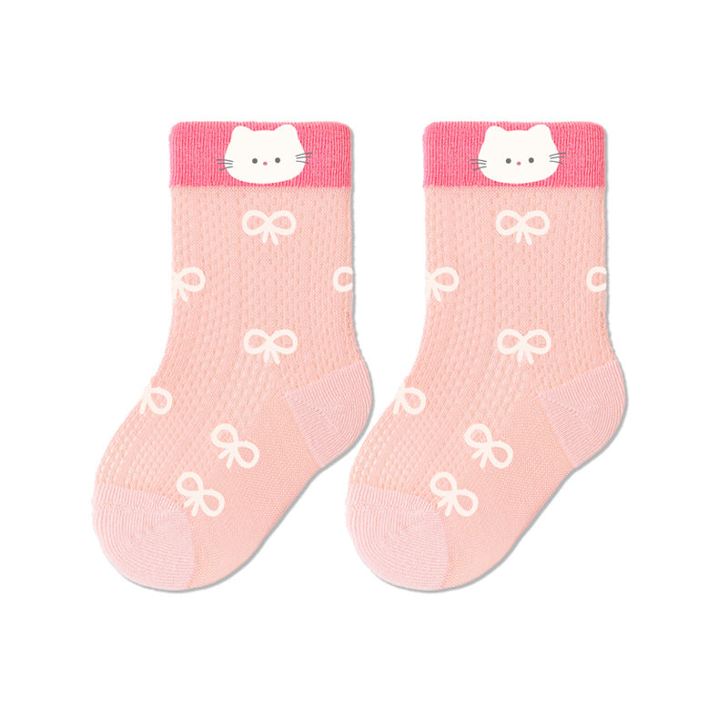 Breathable Cotton Baby Socks With Cartoon Colors