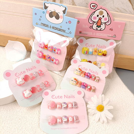 Removable Jelly Nail Stickers for Kids - Cute Cartoon Designs