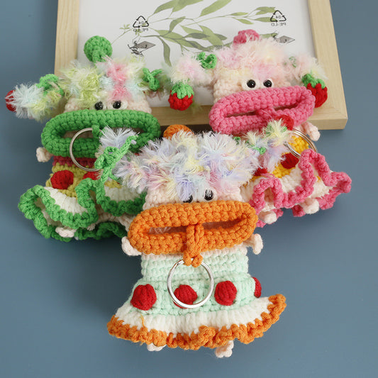 Handmade Knitted Cute Sausage Mouth Keychain Pouch