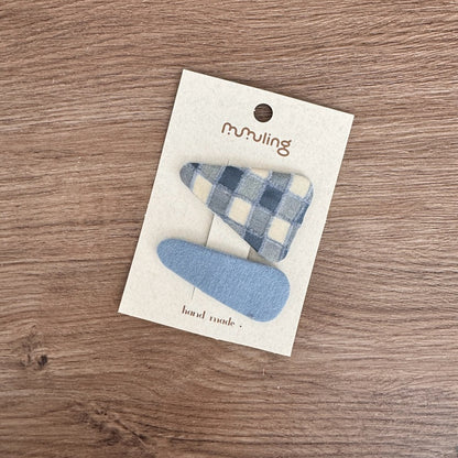 Children's Triangle Plaid Hair Clips Set
