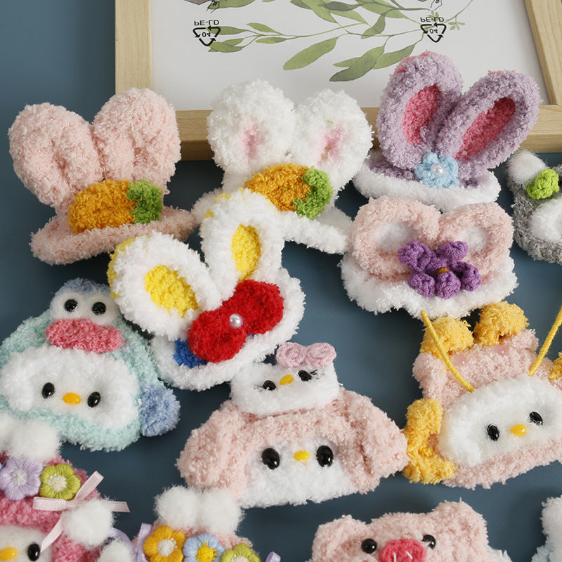 Cartoon Handmade Woven Hair Clips Adorable Kids Hair Accessories