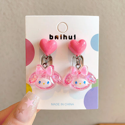 Cute Cartoon Bear Clip-On Earrings for Kids