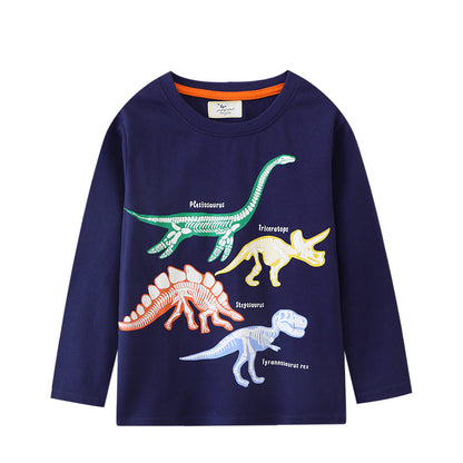 Glow-in-the-Dark Dinosaur Pattern Long Sleeve T-Shirt for Boys