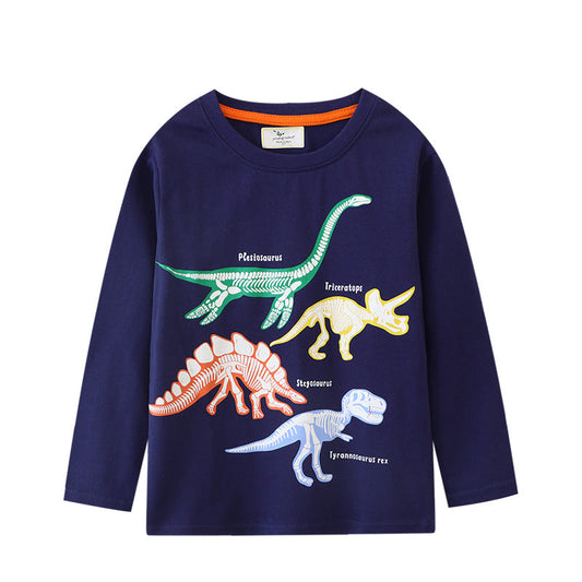 Glow-in-the-Dark Dinosaur Pattern Long Sleeve T-Shirt for Boys