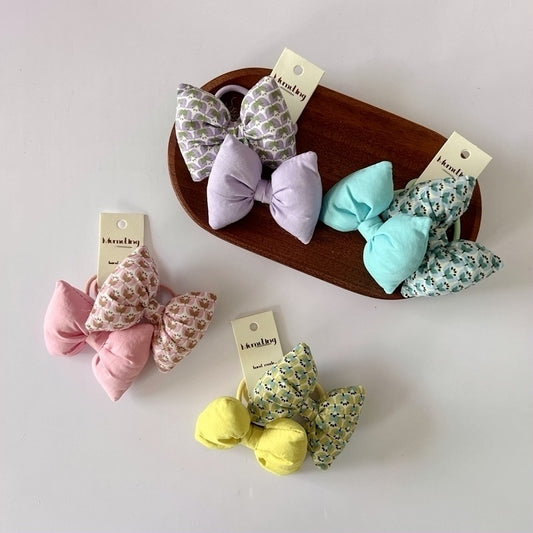 Children's Cute Bow Hair Ties Soft Fabric Ponytail Holders