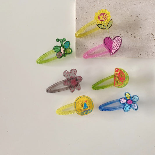 Cute Acrylic Flower Bow Clips for Girls