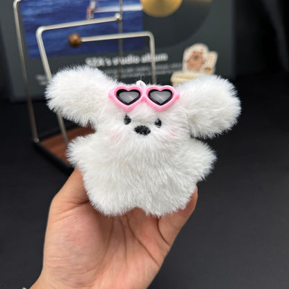 Cute Plush Rabbit Backpack With Bow And Dog Keychain