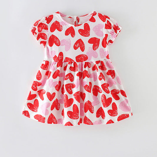 Floral Print Short Sleeve Dress for Girls