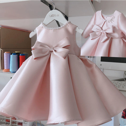 Girls' Pink Princess Dress for Winter Birthday Parties