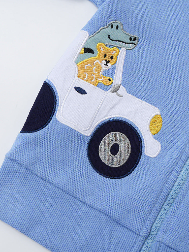 Embroidered Hoodie with Zipper for Kids