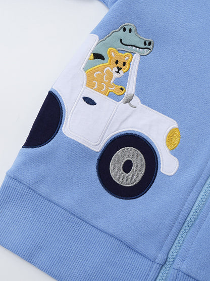 Embroidered Hoodie with Zipper for Kids