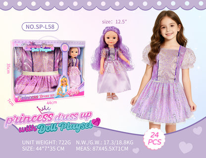 Princess Doll Dress-Up Playset - 32cm Rubber Doll Toy