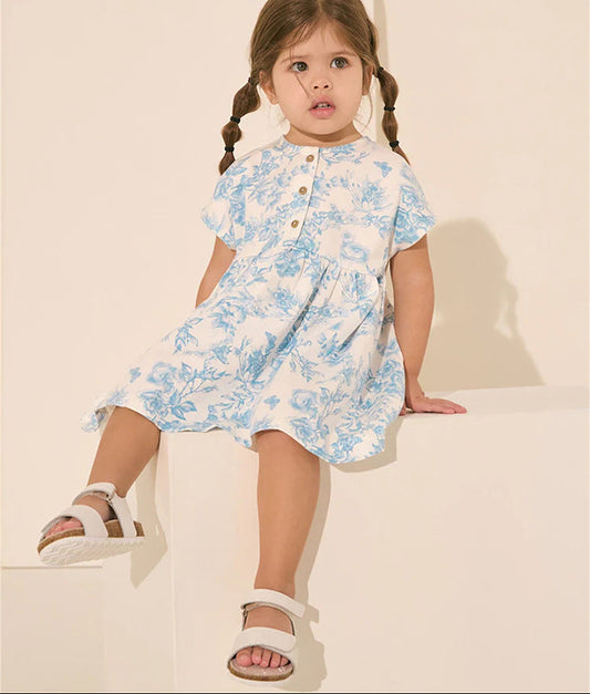 Cute Girls' Round Neck Short Sleeve Dress
