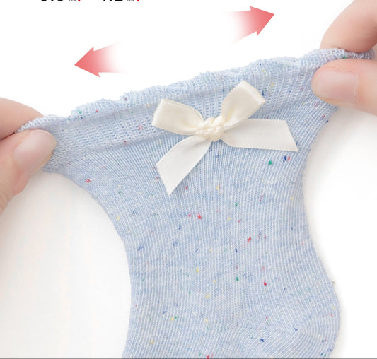 Pure Cotton Solid Color Baby Socks With Bowknot