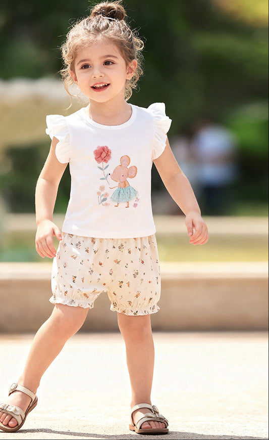 Adorable Cartoon Summer Outfit Set for Girls